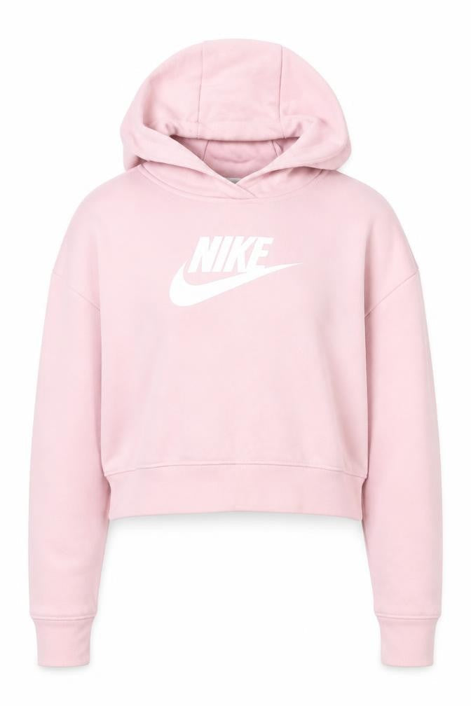 Nike Girls Pink Pullover Hoodie Small Logo Lightweight Fleece Sweatshirt