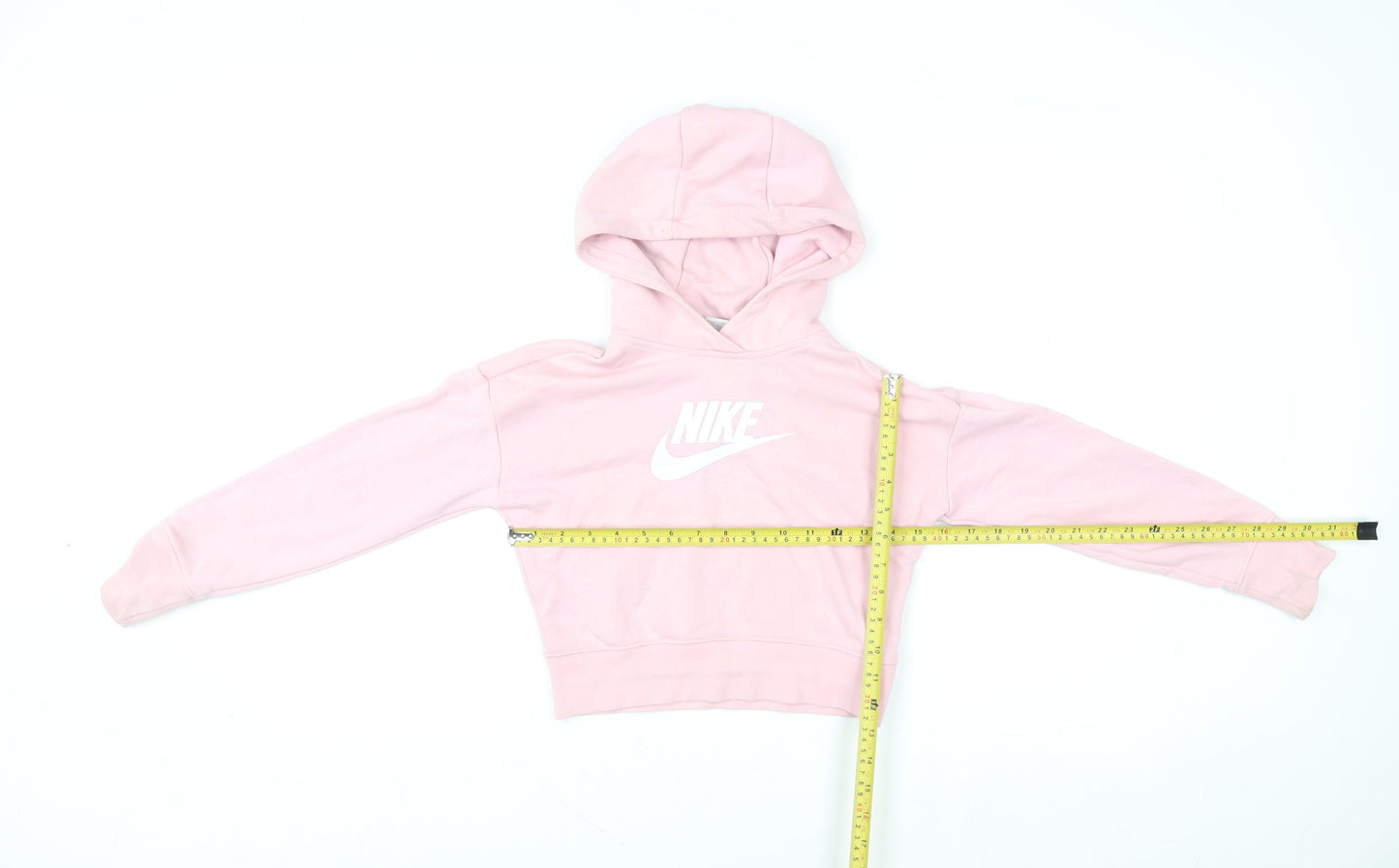 Nike Girls Pink Pullover Hoodie Small Logo Lightweight Fleece Sweatshirt