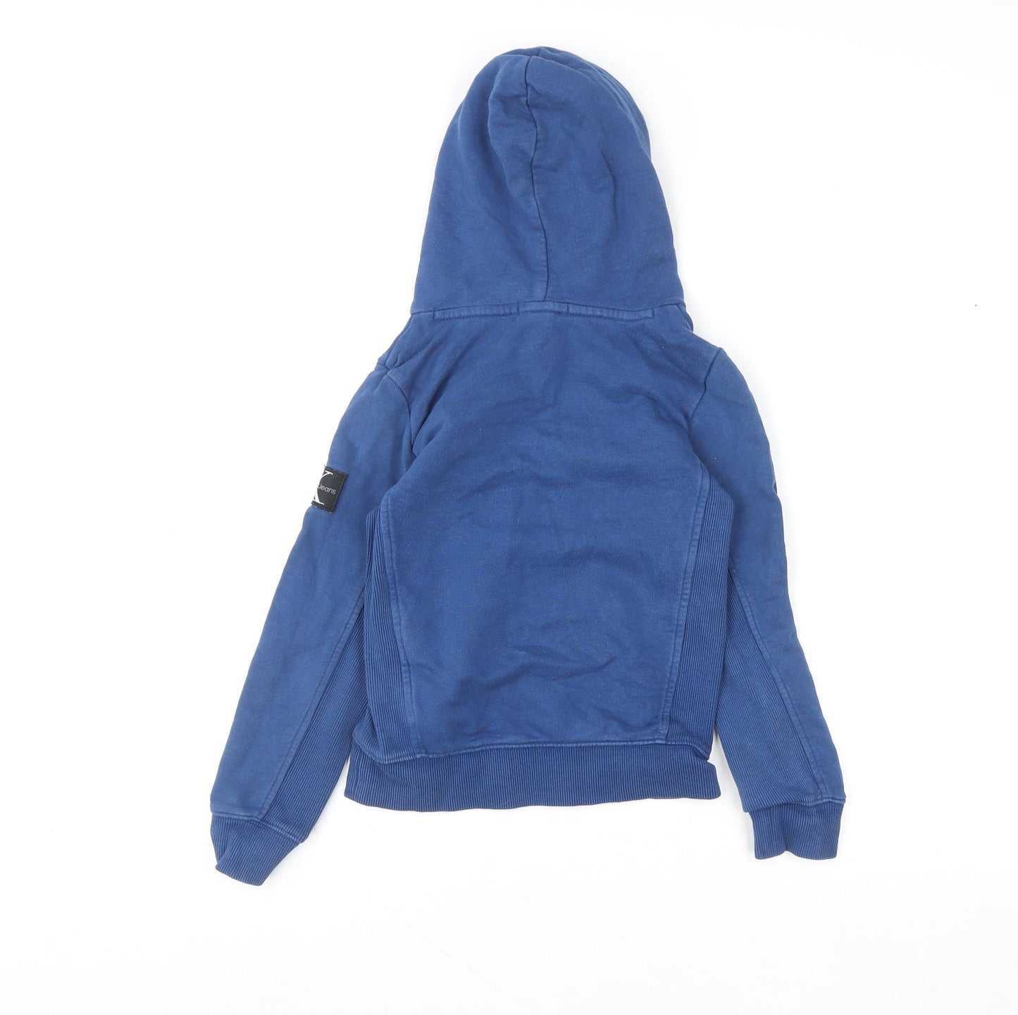 Calvin Klein Jeans Boys Blue Pullover Hoodie Size 8 Years Logo Cotton Blend