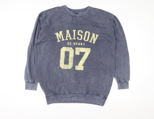 New Look Womens Blue 'Maison De Sport' Pullover Sweatshirt Size S
