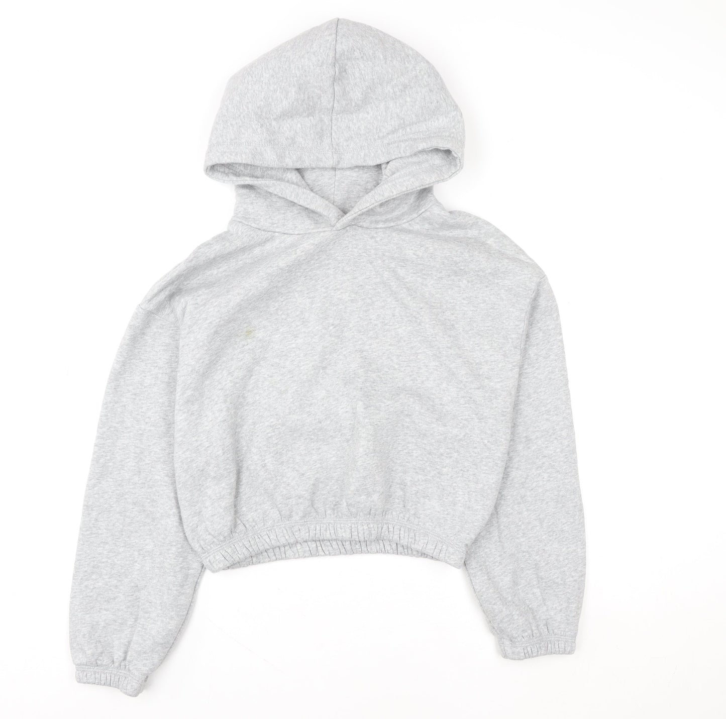 ZARA Womens Grey Cropped Pullover Hoodie Size M Relaxed Fit