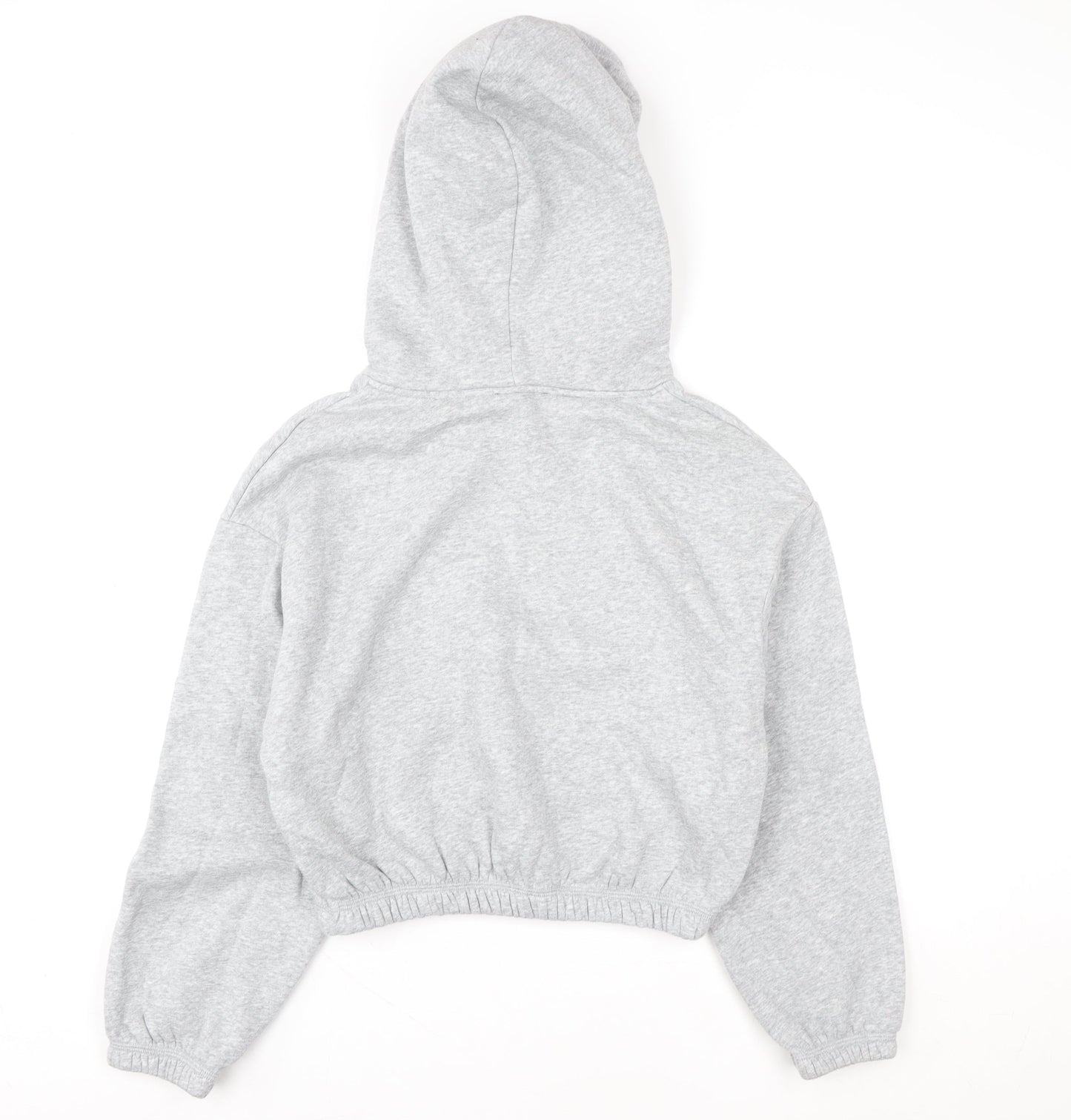ZARA Womens Grey Cropped Pullover Hoodie Size M Relaxed Fit