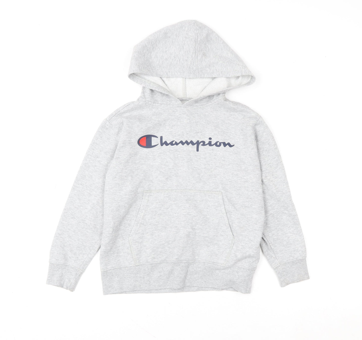 Champion Teens Grey Pullover Hoodie M Logo Fleece Sweatshirt