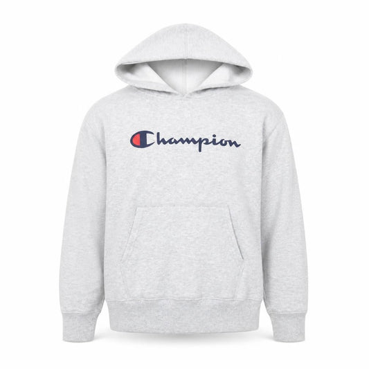 Champion Teens Grey Pullover Hoodie M Logo Fleece Sweatshirt