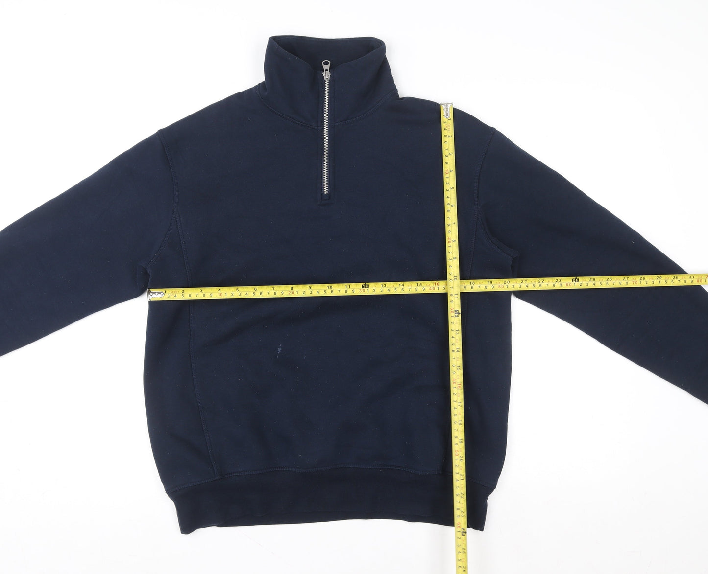 Zara Mens Blue 1/2 Zip Fleece Sweatshirt Size S Regular Fit