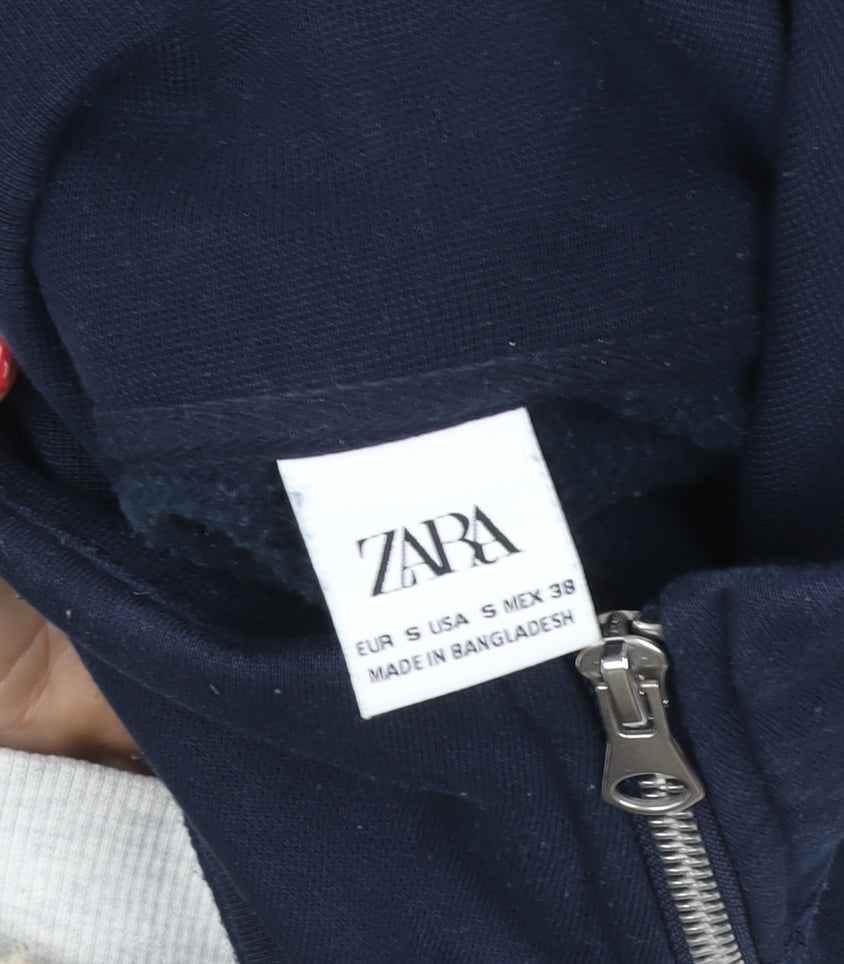Zara Mens Blue 1/2 Zip Fleece Sweatshirt Size S Regular Fit