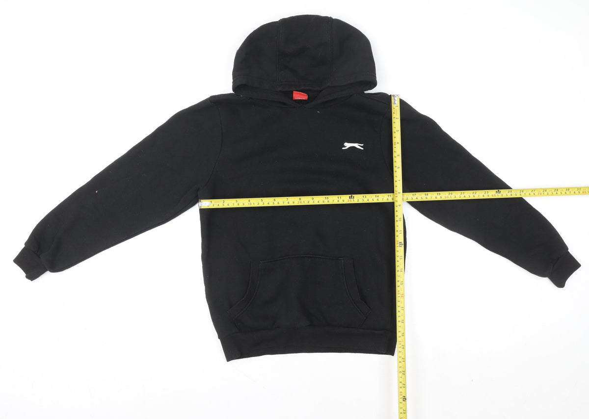 Slazenger Boys Black Pullover Hoodie 13 Years Cotton Blend Casual