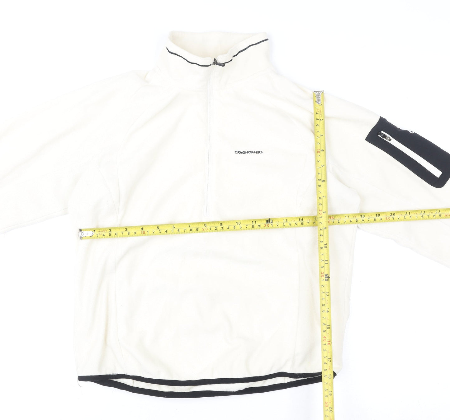 Craghoppers Women Ivory Fleece Pullover Sweatshirt UK 12 1/2 Zip Outdoor