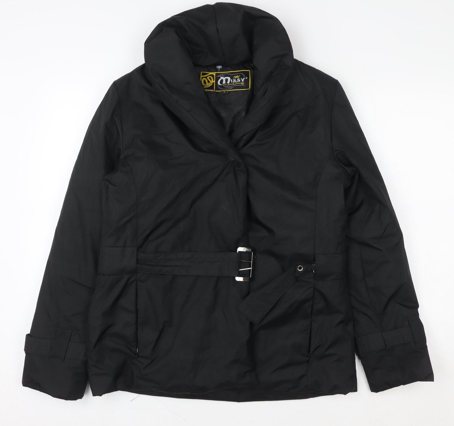 Missy by Ricco Toscani Womens Black Belted Mid-Length Jacket Size S