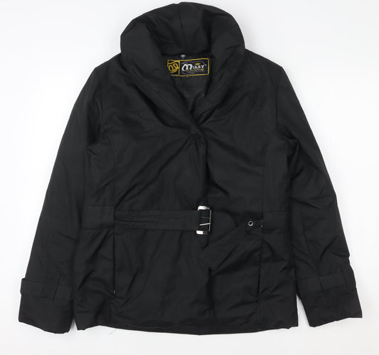 Missy by Ricco Toscani Womens Black Belted Mid-Length Jacket Size S