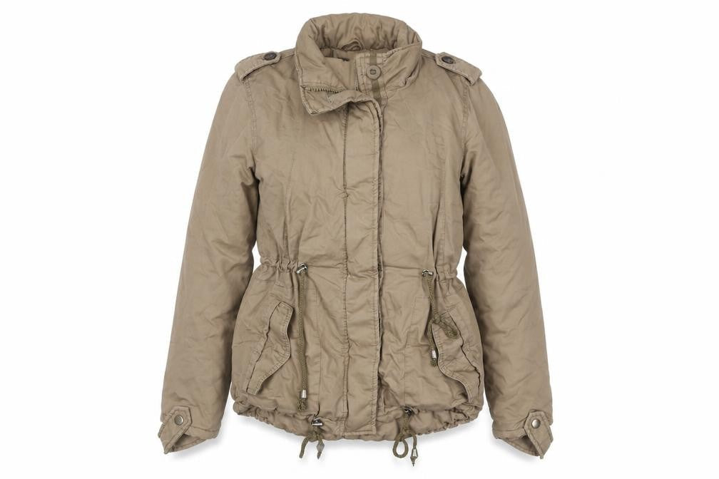 O&S Paris Women's Beige Cotton Blend Parka Jacket M