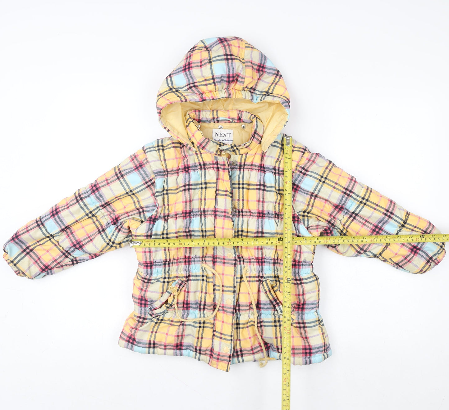 Next Girls Multicoloured Checked Hooded Puffer Jacket 5-6 Years