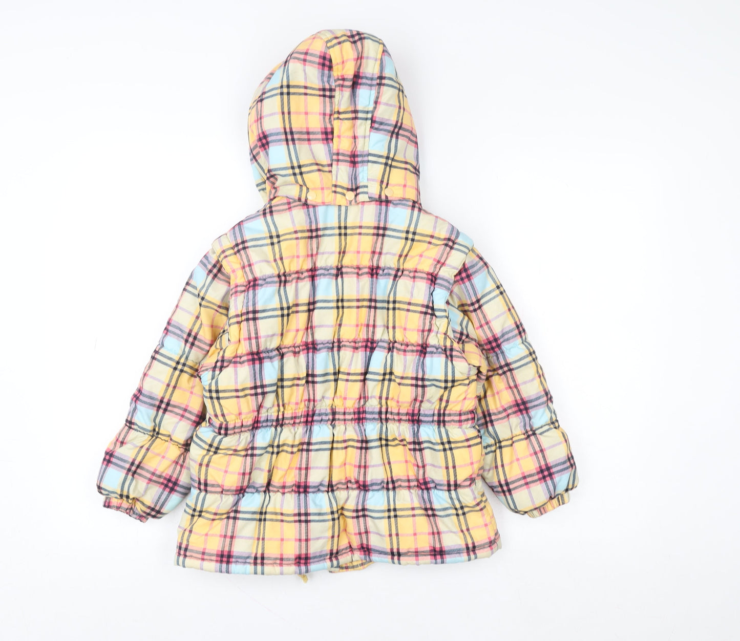Next Girls Multicoloured Checked Hooded Puffer Jacket 5-6 Years