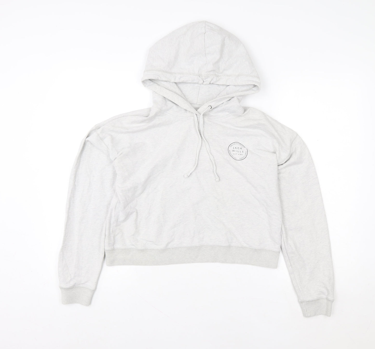 Jack Wills Women’s Grey Pullover Hoodie Size 10 Logo Print Casual