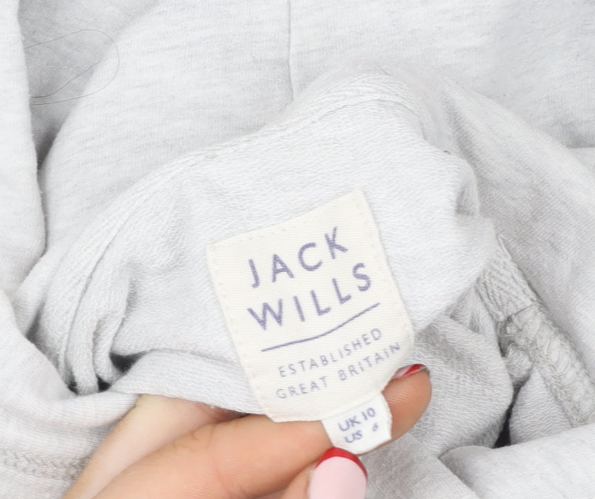 Jack Wills Women’s Grey Pullover Hoodie Size 10 Logo Print Casual