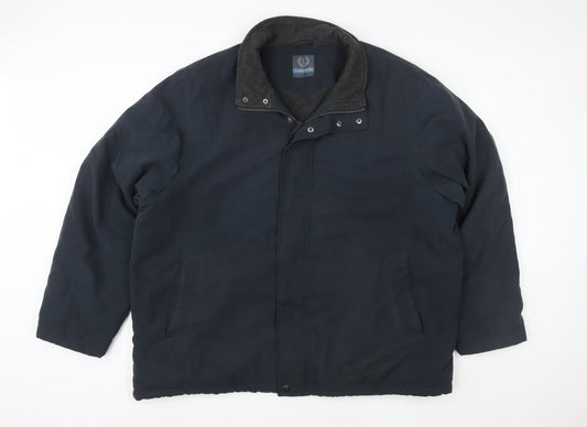Lincoln Mens Blue 2XL Winter Lined Zip Button Softshell Jacket