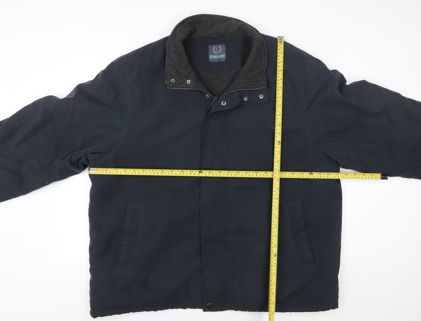 Lincoln Mens Blue 2XL Winter Lined Zip Button Softshell Jacket