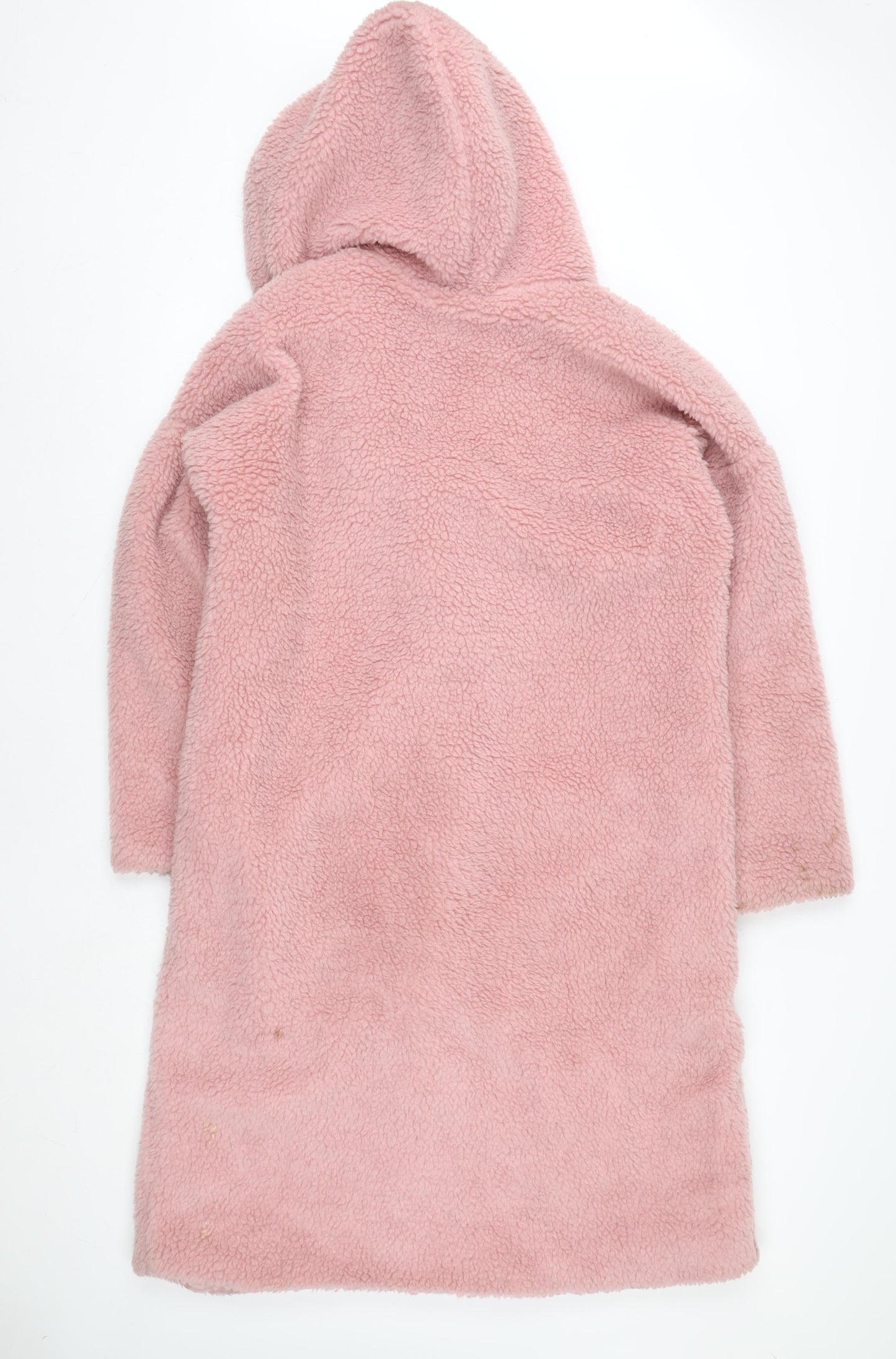 Miss Selfridge Women’s Pink Fleece Hooded Mid-Length Coat Size 8
