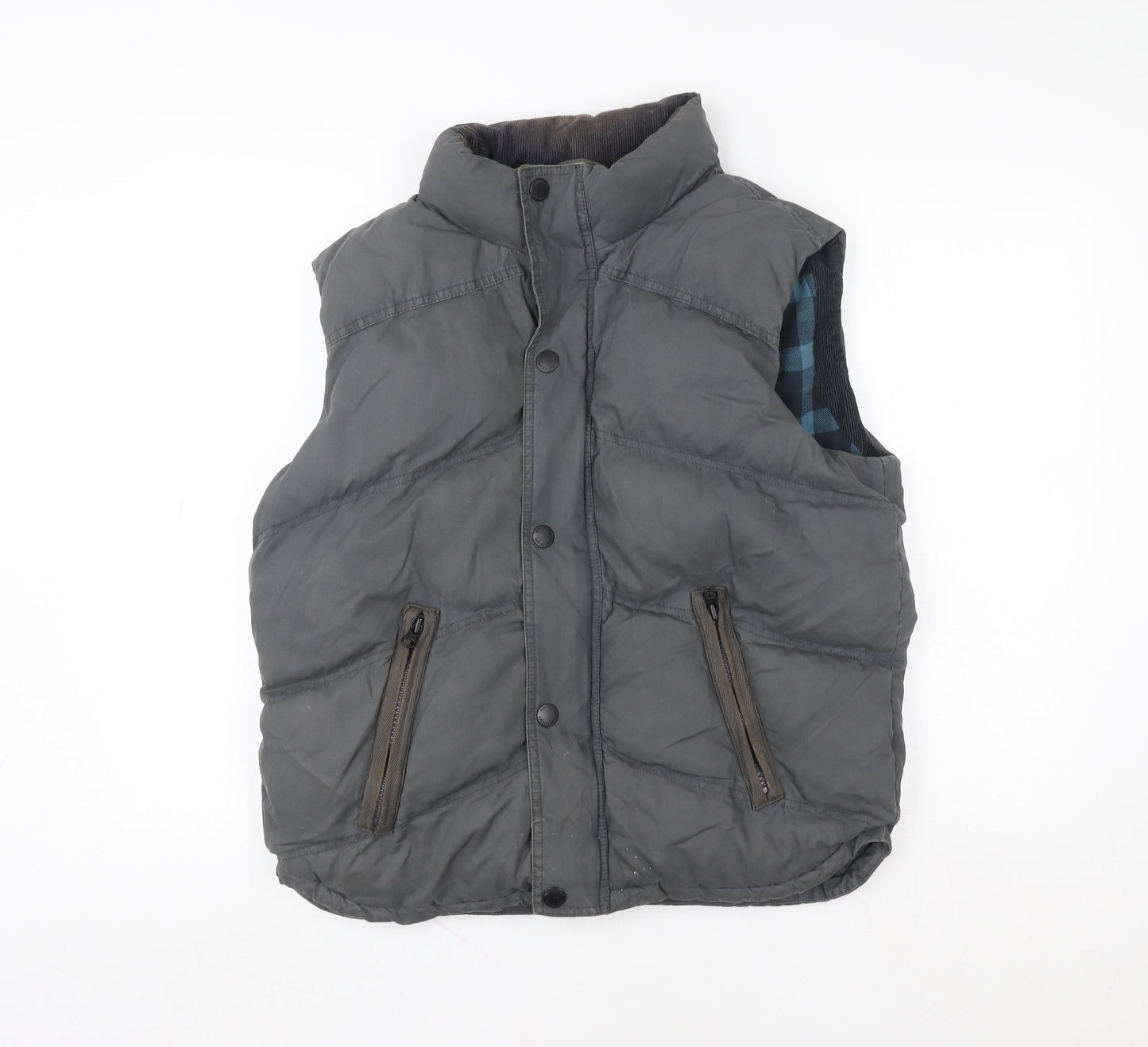 White Stuff Men's Grey Cotton Padded Bodywarmer Gilet Waistcoat S