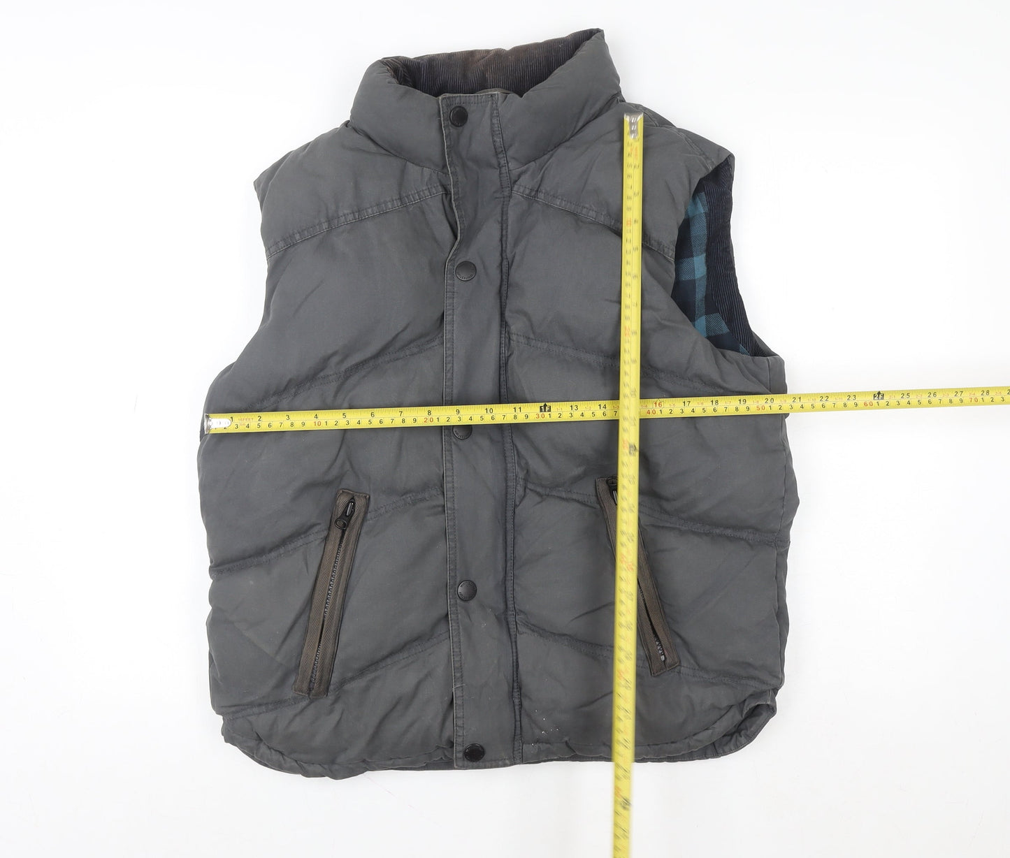 White Stuff Men's Grey Cotton Padded Bodywarmer Gilet Waistcoat S