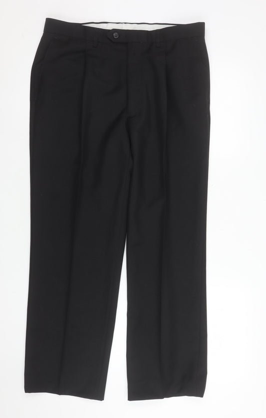 Marks and Spencer Men’s Black 34W 31L Pleated Dress Pants Trousers