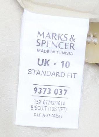 Marks and Spencer Women Beige Size 10 Tailored One-Button Blazer