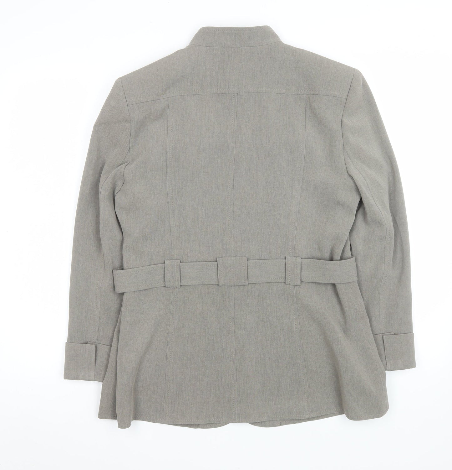 Planet Women's Grey Belted Military Style Blazer Jacket Size 14