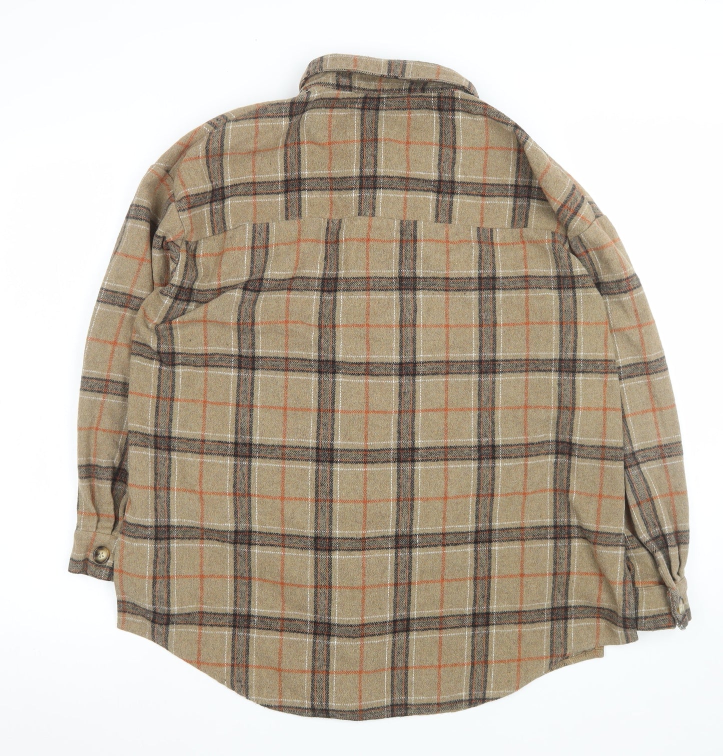 Missguided Unisex Adults Beige Check Flannel Shirt Jacket Size M