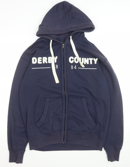 Derby County FC Men's Blue Hooded Full Zip Jacket Size M