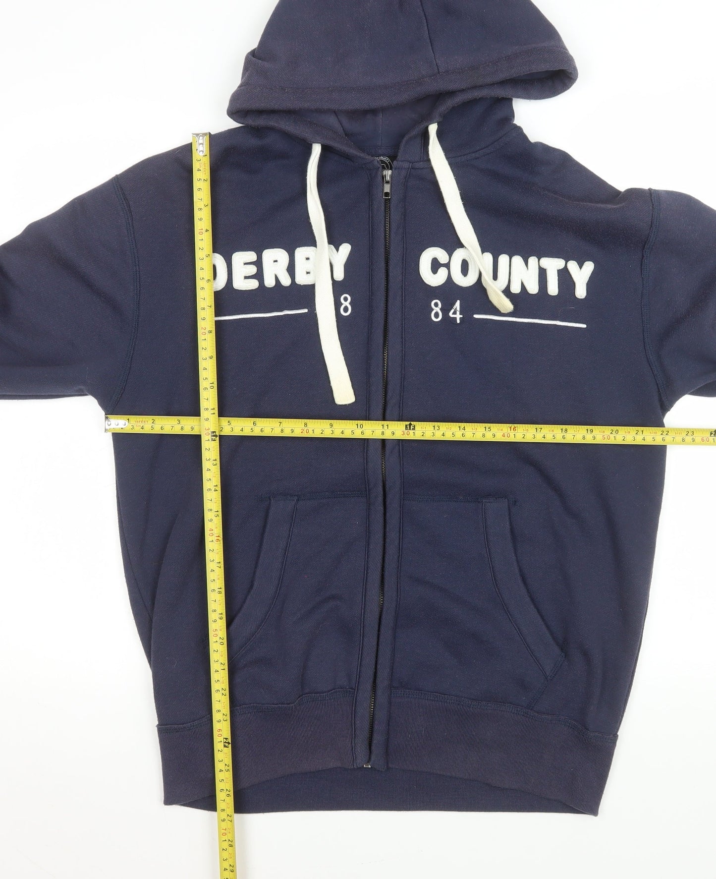 Derby County FC Men's Blue Hooded Full Zip Jacket Size M