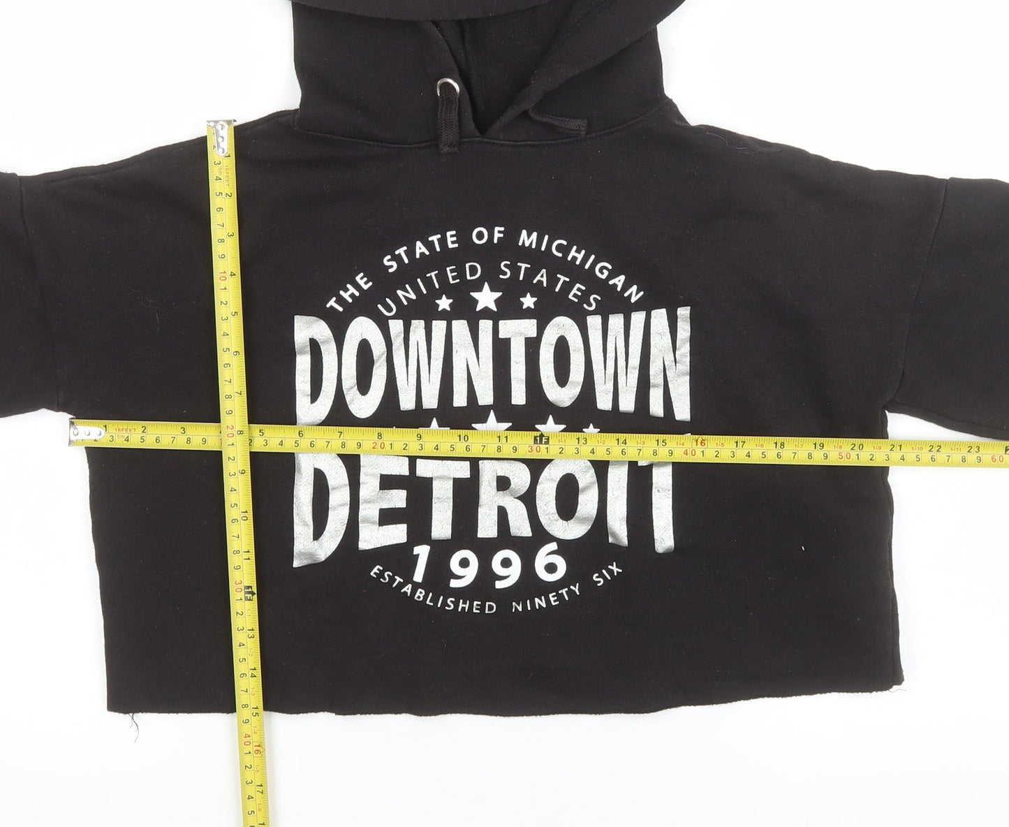915 Generation Girls Black Downtown Detroit Cropped Hoodie Age 12-13 Pullover