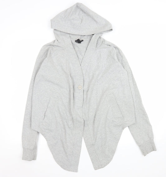 Topshop Women Grey S Coatigan Hooded Jersey Casual Jacket