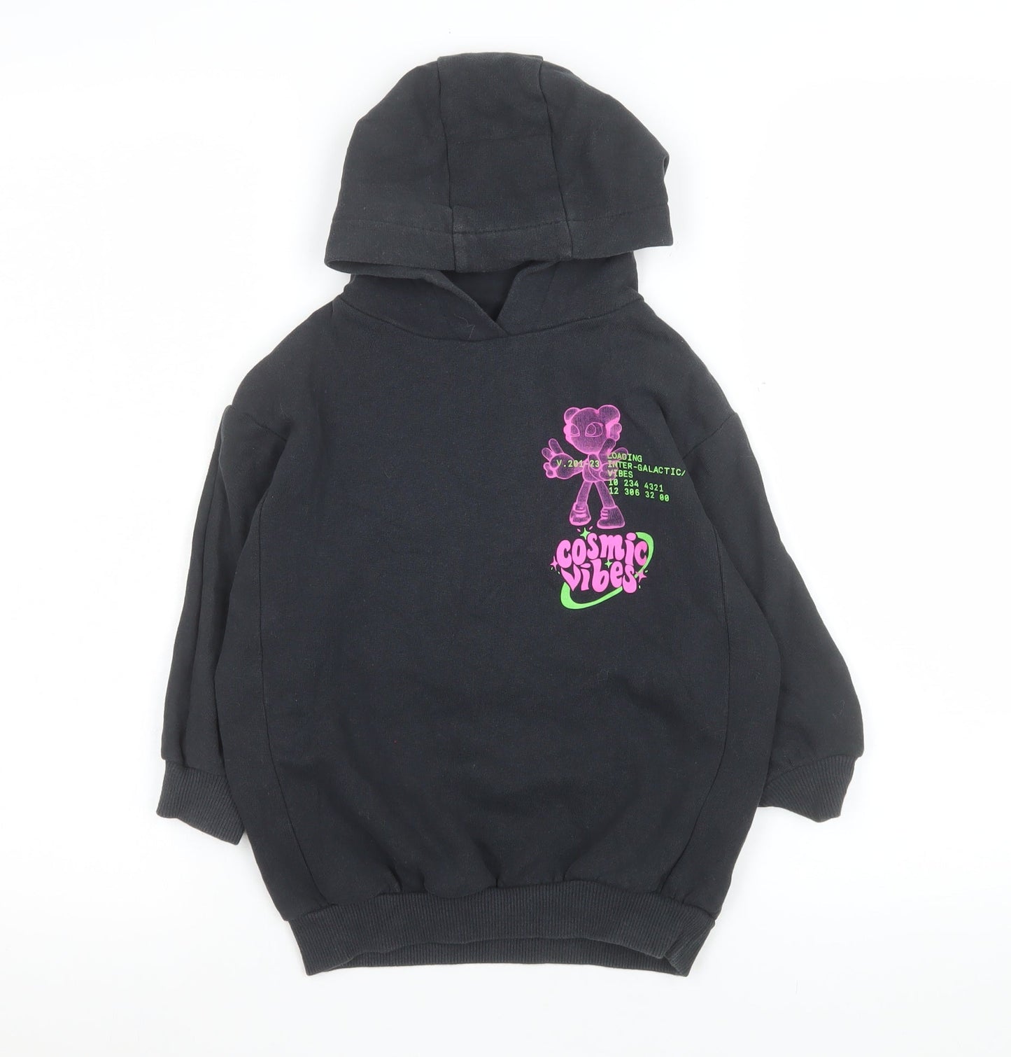 Next Girls Black Cosmic Vibes Pullover Hoodie 4 Years Cotton Blend