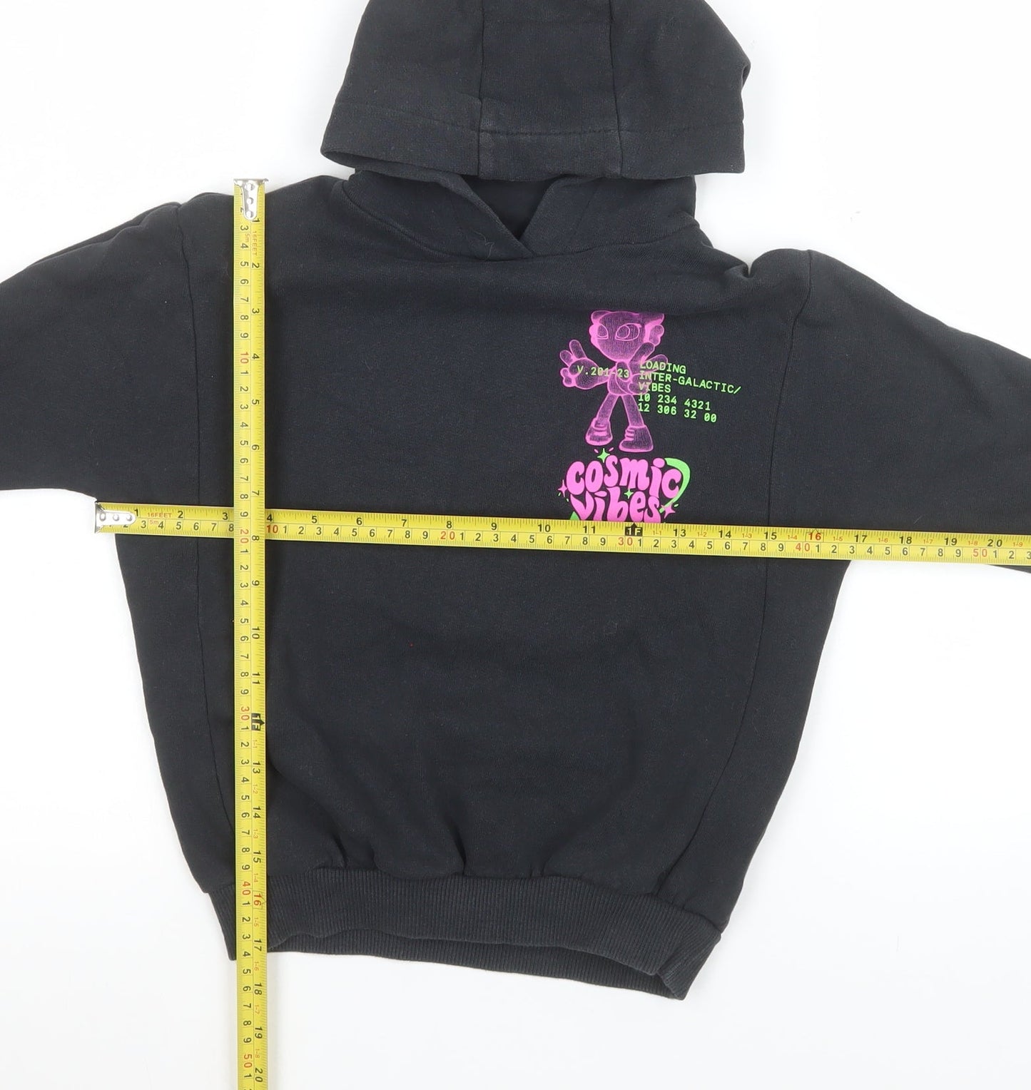 Next Girls Black Cosmic Vibes Pullover Hoodie 4 Years Cotton Blend