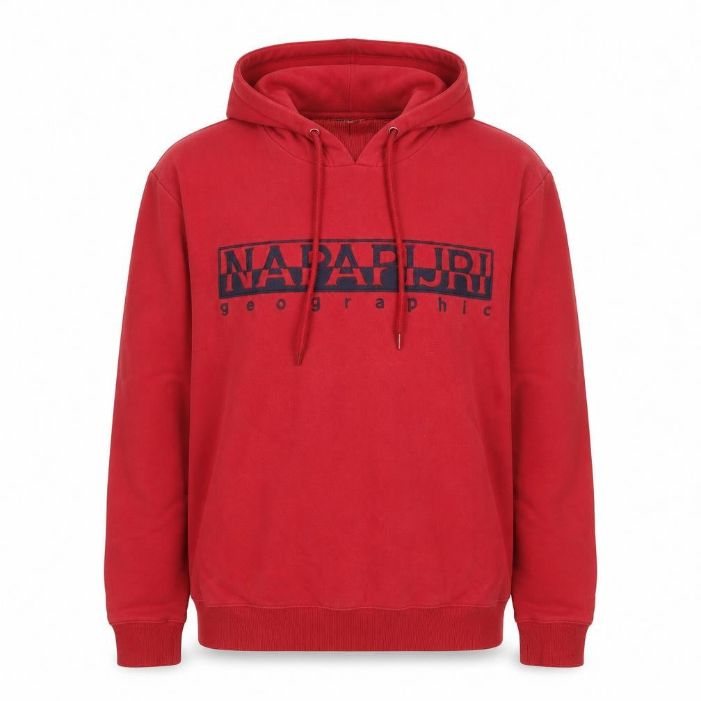 Napapijri Mens Red Cotton Blend Pullover Hoodie M Graphic Print