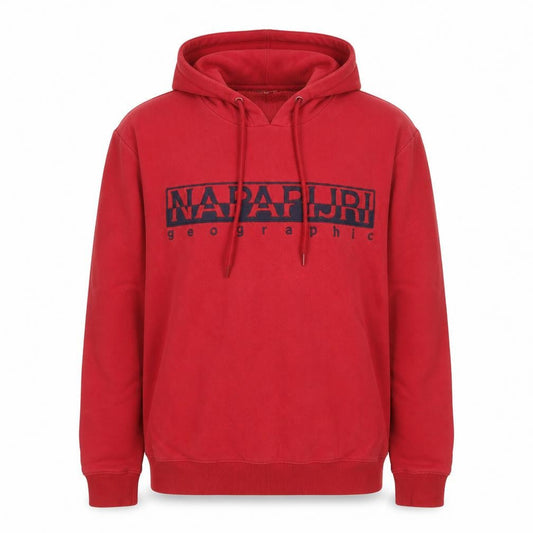 Napapijri Mens Red Cotton Blend Pullover Hoodie M Graphic Print