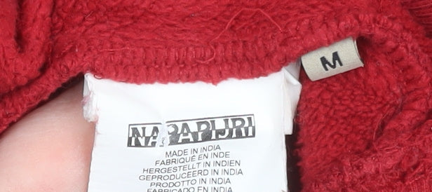 Napapijri Mens Red Cotton Blend Pullover Hoodie M Graphic Print