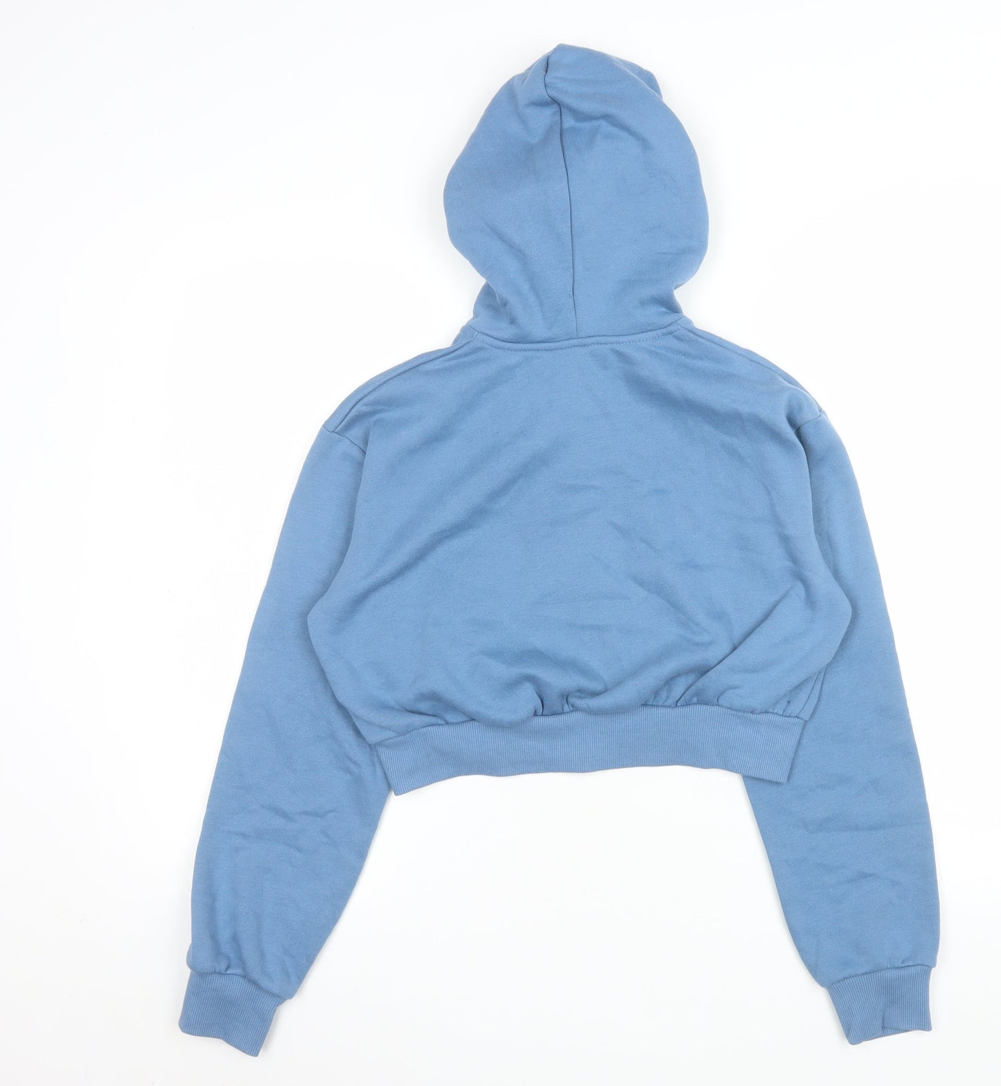 H&M Divided Women Blue Cropped Hooded Zip Jacket Size S