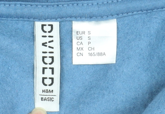 H&M Divided Women Blue Cropped Hooded Zip Jacket Size S