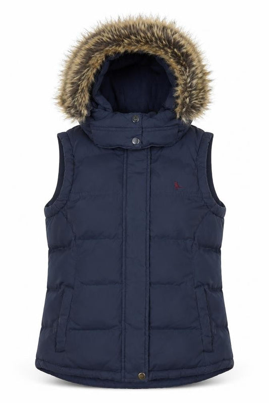 Jack Wills Women's Blue Puffer Hooded Waistcoat UK 6