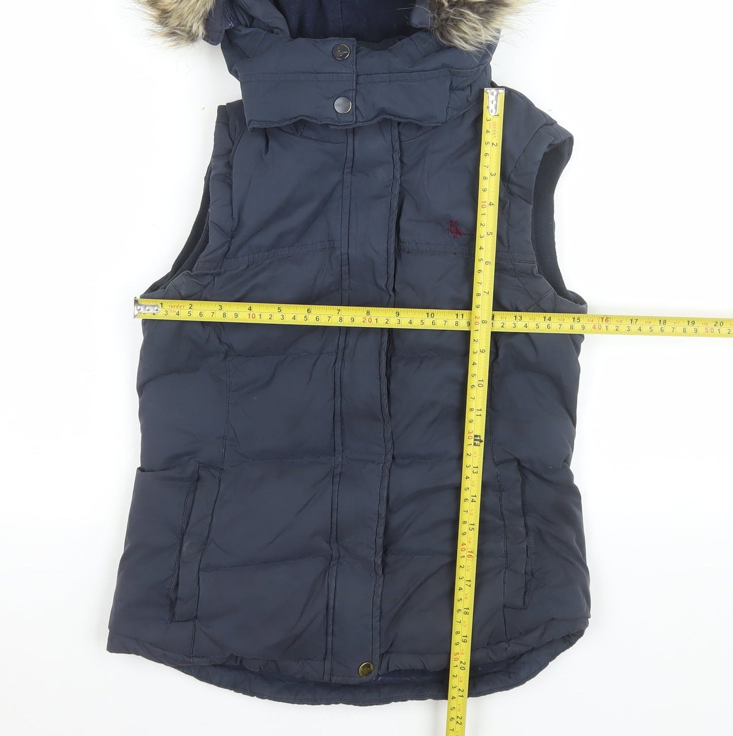 Jack Wills Women's Blue Puffer Hooded Waistcoat UK 6