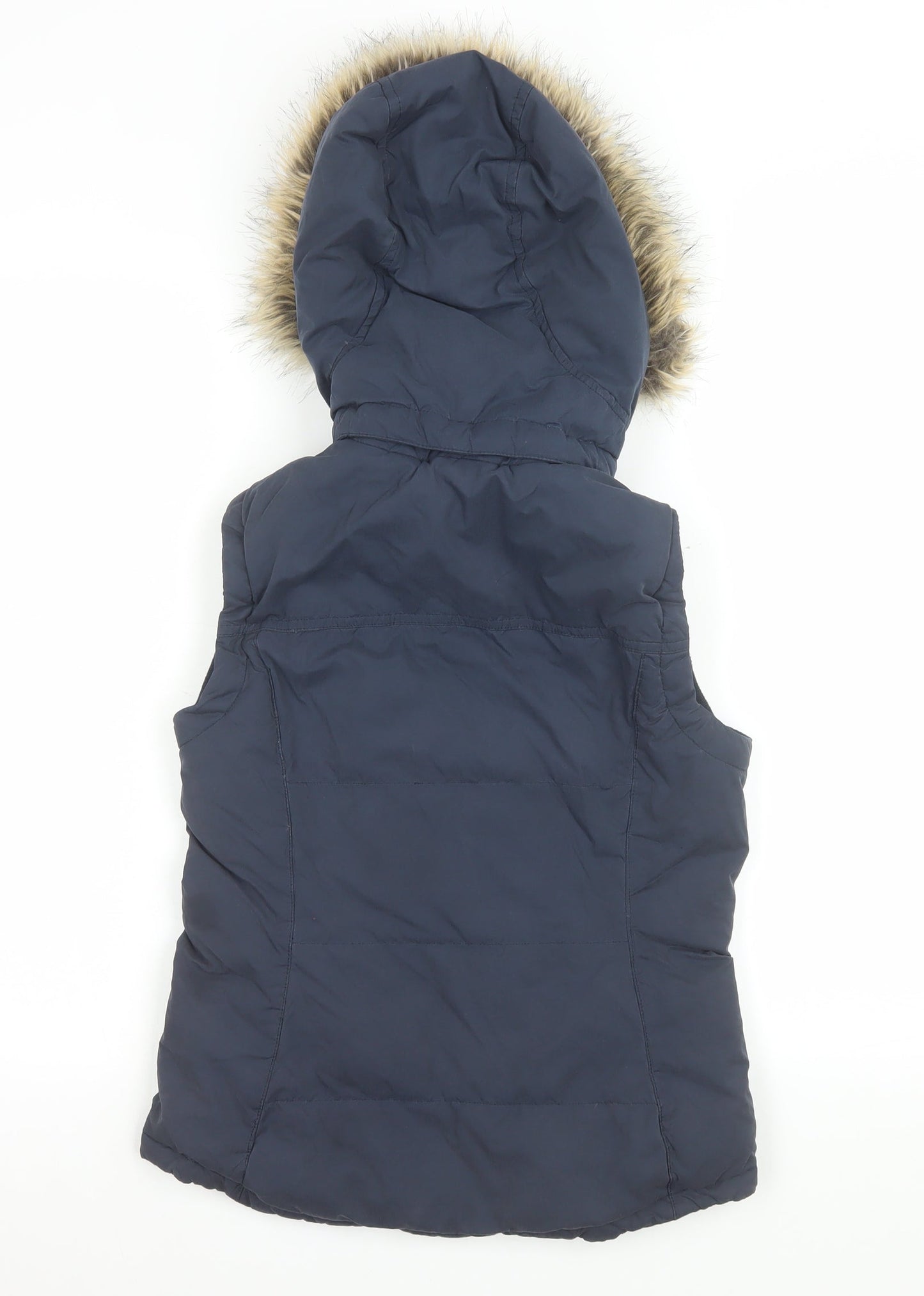 Jack Wills Women's Blue Puffer Hooded Waistcoat UK 6