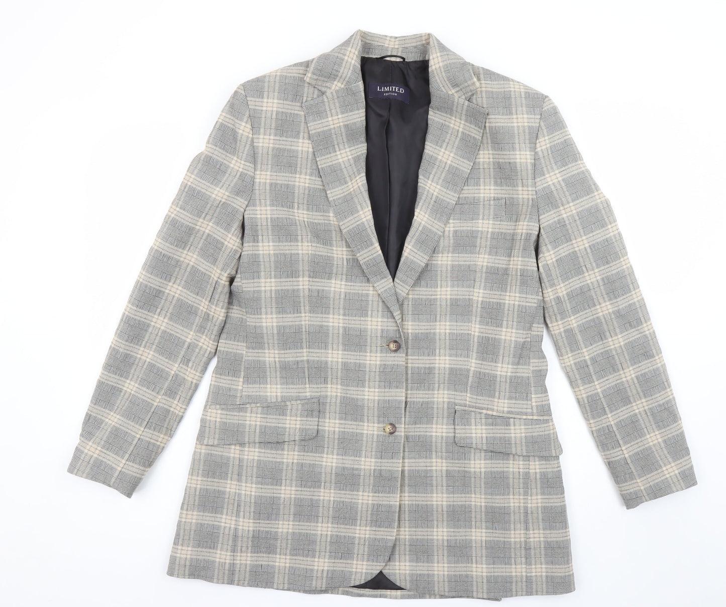 Marks and Spencer Women’s Grey Checked Blazer UK 10 Classic Fit