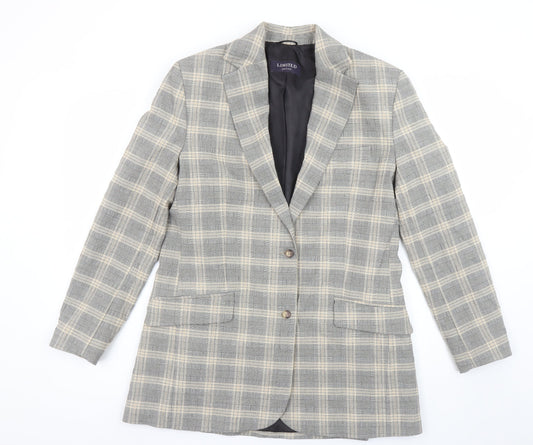 Marks and Spencer Women’s Grey Checked Blazer UK 10 Classic Fit