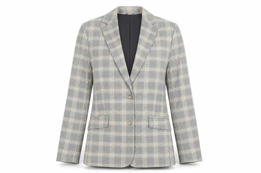 Marks & Spencer Women’s Grey Checked Blazer UK 10 Classic Fit
