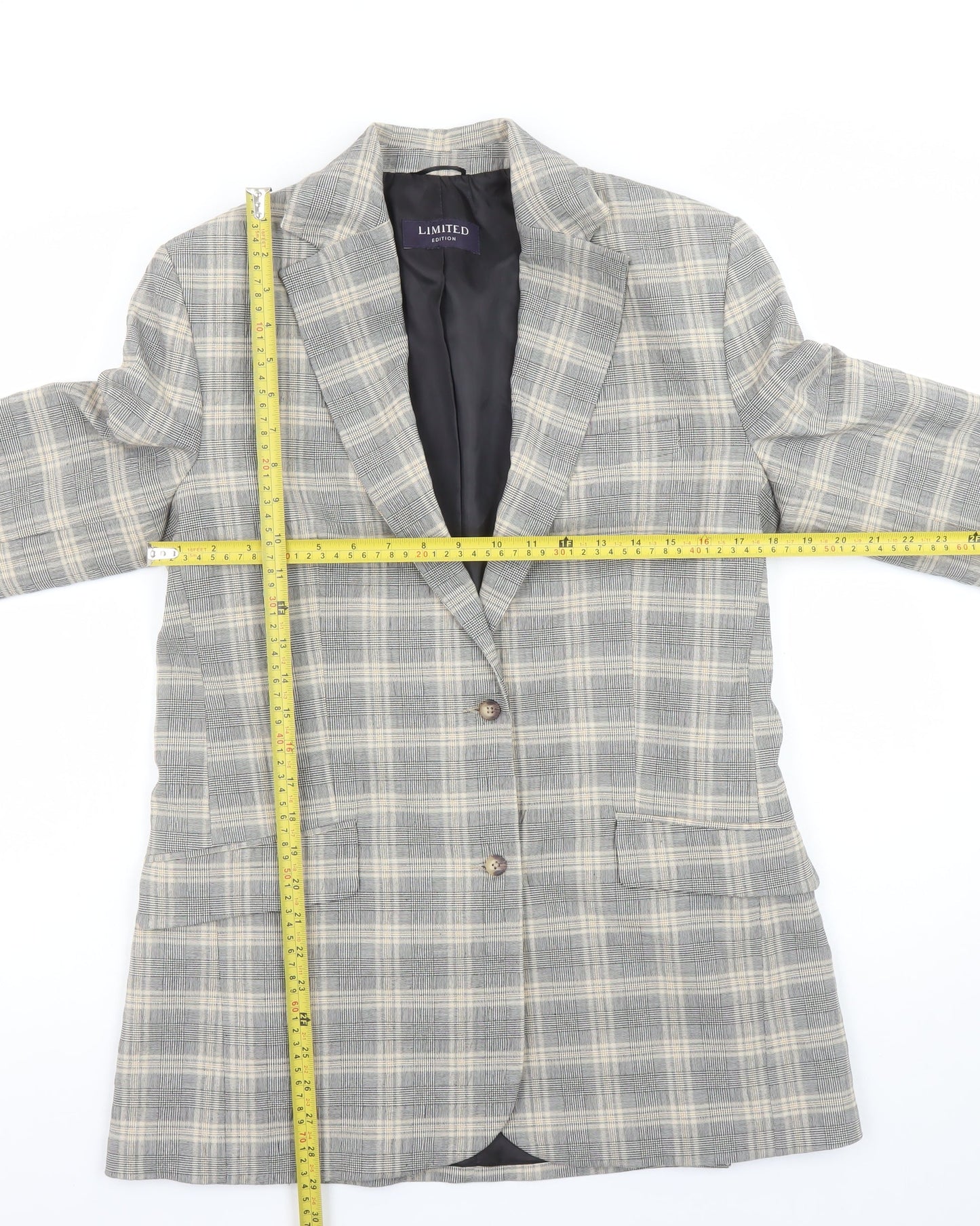 Marks and Spencer Women’s Grey Checked Blazer UK 10 Classic Fit