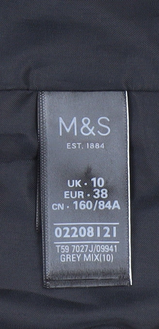 Marks and Spencer Women’s Grey Checked Blazer UK 10 Classic Fit