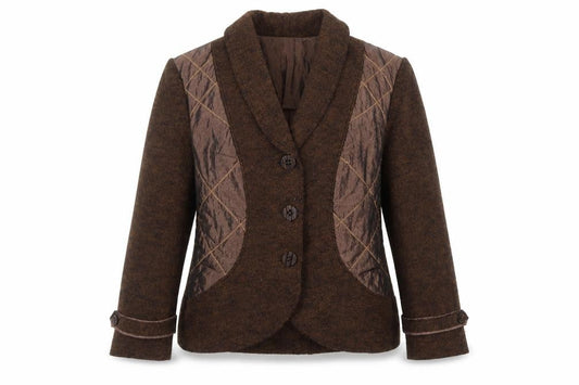 Peruzzi Women Brown Wool Blend Shawl Collar Blazer Size 18