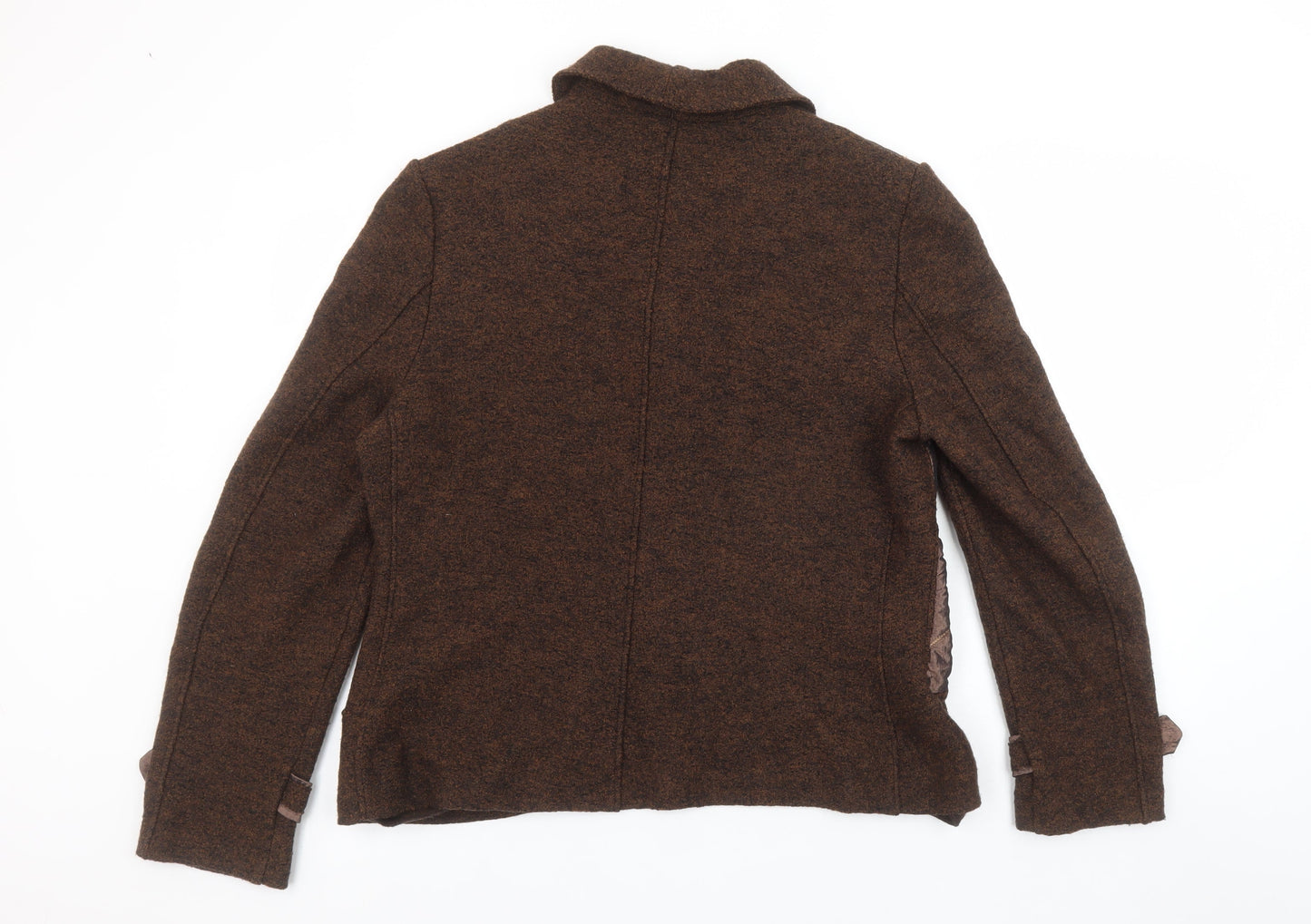 Peruzzi Women Brown Wool Blend Shawl Collar Blazer Size 18