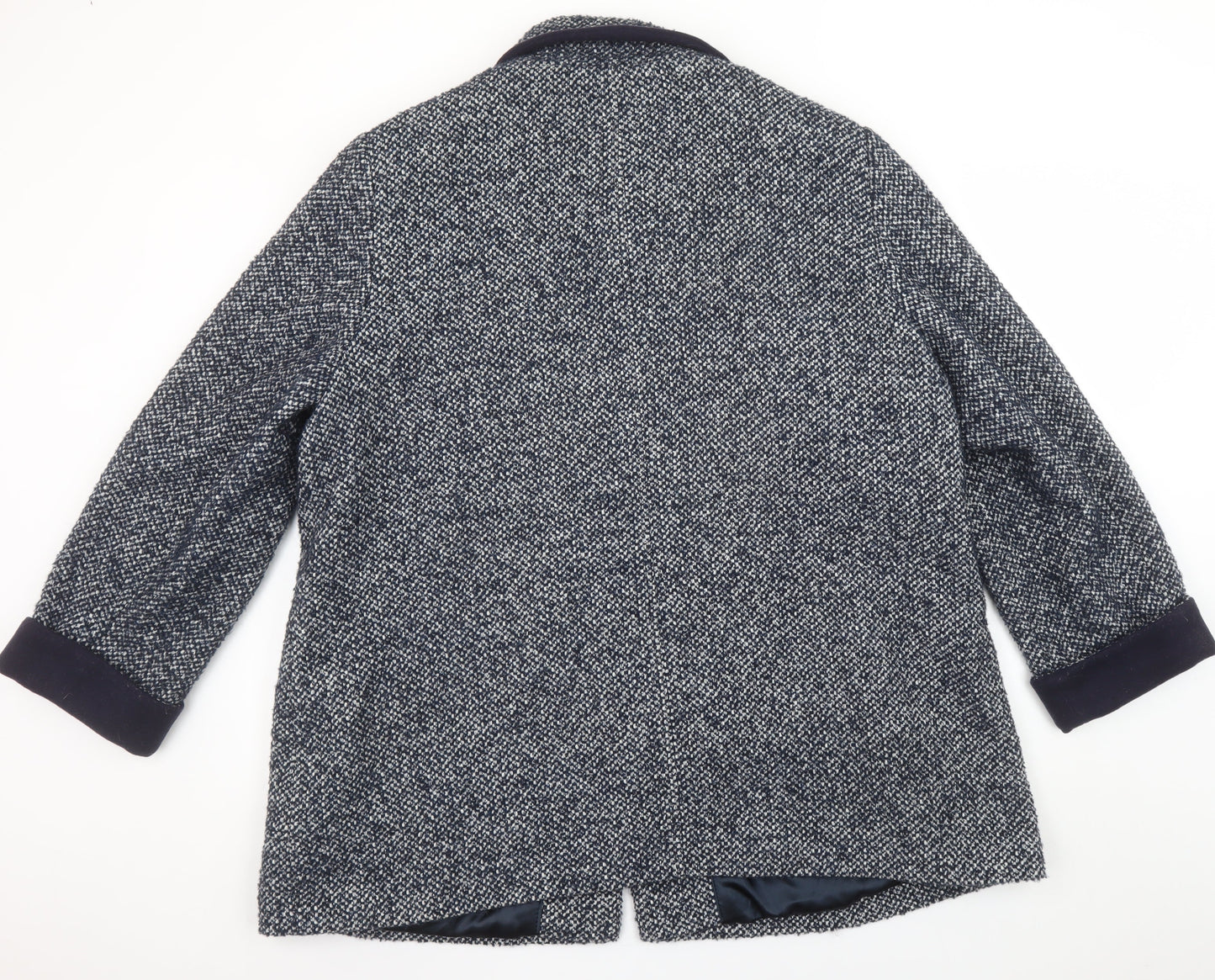 Eastex Women's Blue Wool Blend Tweed Coat UK 22 Classic Mid-Length